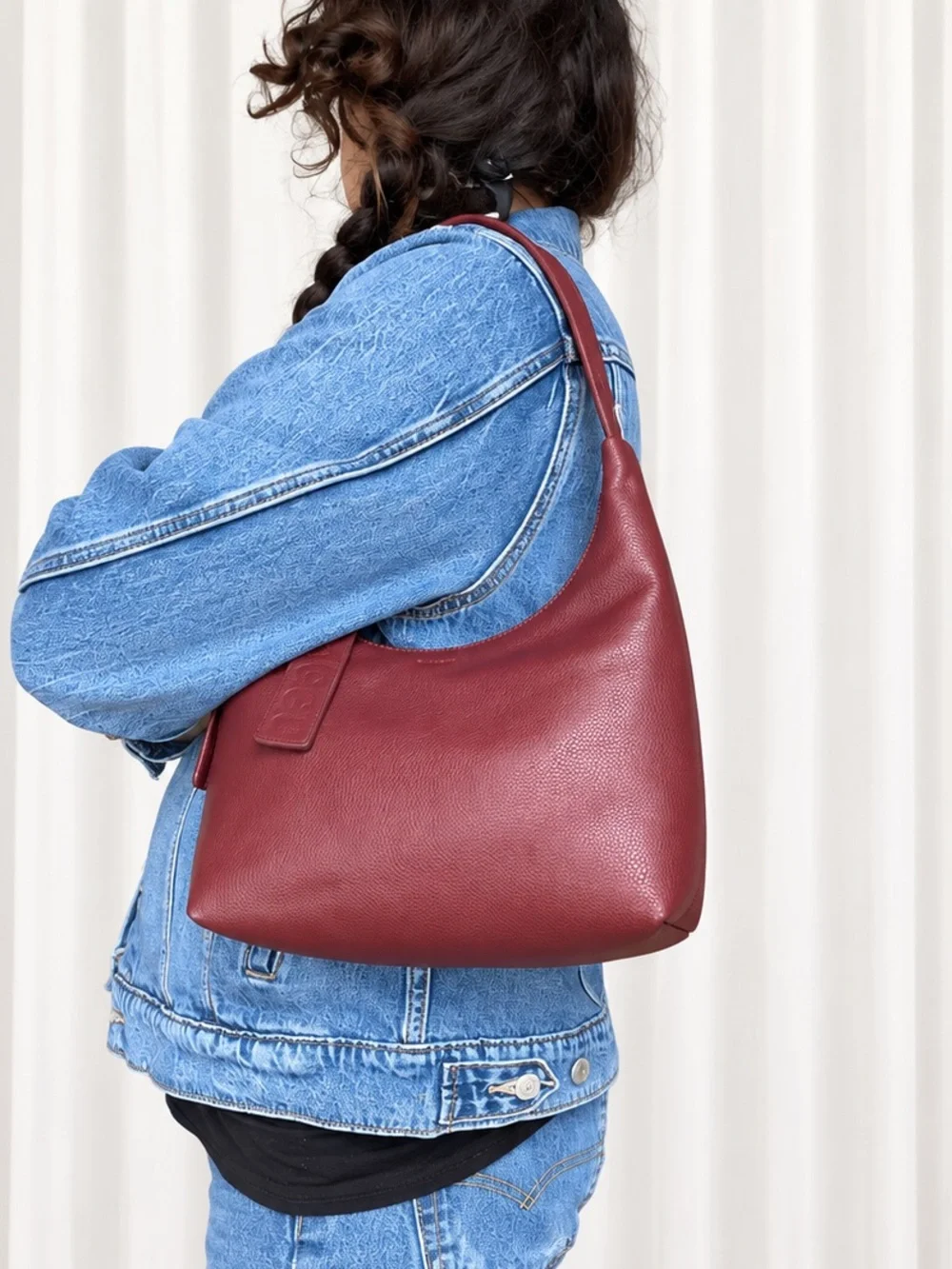 BAGGU Mahogany Recycled Leather Shoulder Bag